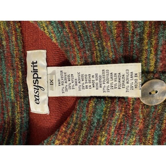 VTG Easy Spirit Rainbow Knit Cardigan Sweater 1X Cottage Core Metal Button Lined - Picture 10 of 13